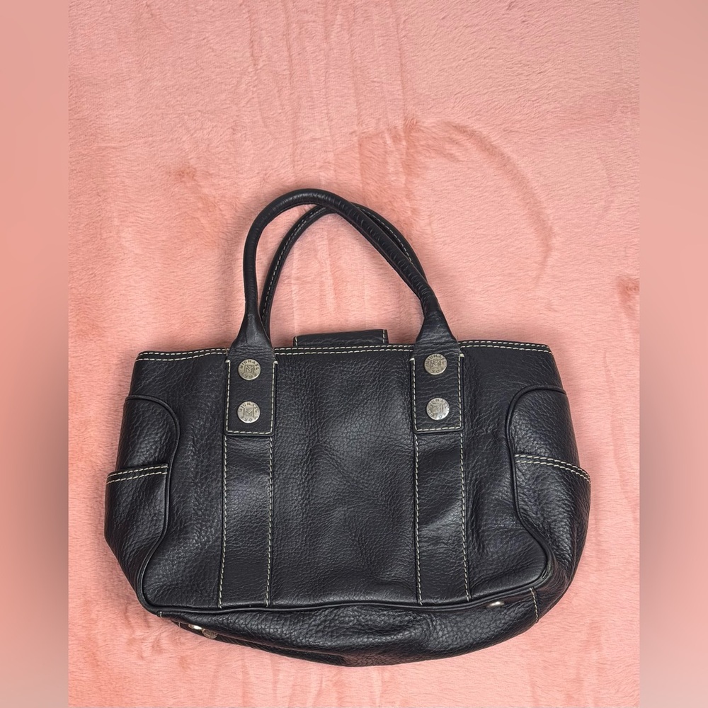 Michael Kors Black Pebble Leather Satchel Bag - Contrast Stitching
